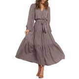 Vestido Maxi Feminino Prettygarden Floral De Manga Comprida 2024