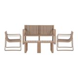 Conjunto 5 Peças Área Externa Bahamas 2 Poltronas 2 Mesas De Centro 1 Sofá 120cm Em Fibra Natural Café G56 Gran Belo