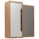 Espelheira Para Banheiro 60 Cm 1 Porta Bn3648 Amendoa Branco Tecno Mobili