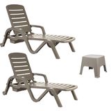 Conjunto 2 Espreguiçadeiras Toronto + Mesa Sunset Cor Cinza
