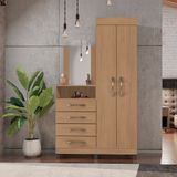 Cômoda Roupeiro 4 Gavetas 2 Portas Lion Freijó/cinza Cristal