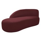 Divã Recamier Curvo Luna 140cm Lado Esquerdo Suede - Doce Sonho Móveis Bordô