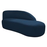 Divã Recamier Curvo Luna 160cm Lado Direito Suede - Doce Sonho Móveis Azul Marinho