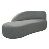 Divã Recamier Curvo Luna 140cm Lado Esquerdo Suede - Doce Sonho Móveis Cinza