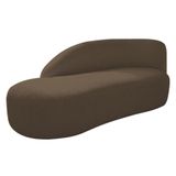 Divã Recamier Curvo Luna 140cm Lado Esquerdo Suede - Doce Sonho Móveis Marrom