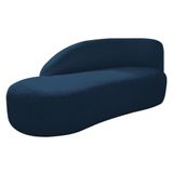 Divã Recamier Curvo Luna 140cm Lado Esquerdo Suede - Doce Sonho Móveis Azul Marinho
