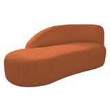 Divã Recamier Curvo Luna 140cm Lado Esquerdo Suede - Doce Sonho Móveis Terracota
