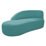 Divã Recamier Curvo Luna 140cm Lado Esquerdo Suede - Doce Sonho Móveis Azul Turquesa