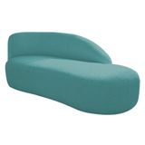 Divã Recamier Curvo Luna 160cm Lado Direito Suede - Doce Sonho Móveis Azul Turquesa