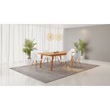 Conjunto Mesa De Jantar Madeira Maciça Retangular Com 6 Cadeiras Eames Cinamomo/branco
