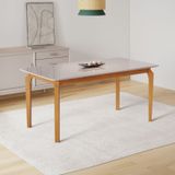 Conjunto Sala De Jantar Mesa Madeira Maciça Tampo Vidro Com 6 Cadeiras Eames Espresso Móveis Branco/marrom