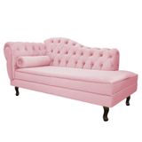 Divã Recamier Diana Lado Direito 120 Cm Suede Rosa Bebê
