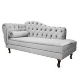 Divã Recamier Diana Lado Direito 120cm Linho Cinza Claro
