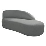 Divã Recamier Curvo Luna 160cm Lado Direito Suede - Doce Sonho Móveis Cinza