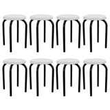 Kit 8 Banquetas Baixas Empilháveis Em Aço Maviê Sintético Branco/preto - Mpozenato