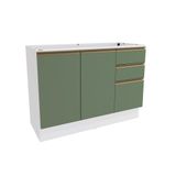 Balcão De Pia Celeste Kappesberg 100% Mdf 2 Portas 3 Gavetas Branco/verde 120cm