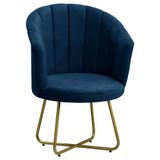 Poltrona Pérola Base De Metal Dourada Veludo - Star Confort Azul