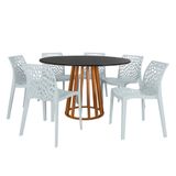 Conjunto Mesa De Jantar Redonda Talia Amadeirada Preta 120cm Com 6 Cadeiras Gruvyer - Cinza