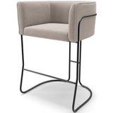 Banqueta Decorativa Fixa Baixa Base De Aço Preto Betina D02 Bouclê Creme B-54 - Lyam Decor