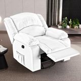 Poltrona Do Papai Reclinável Sala De Cinema Barcelona Glider Manual Giratória Massagem Usb Pu Branco
