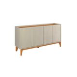 Balcão Buffet Flip 1.6 Mdp Pés Em Madeira Maciça Patrimar Cumaru-offwhite
