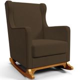 Poltrona De Amamentação Com Balanço Mavie L02 Suede Marrom - Lyam Decor