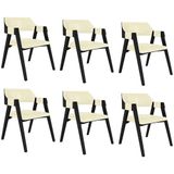 Kit 6 Cadeiras Sala De Jantar E Jogos Carteados Madeira Maciça Poker Pu Offwhite-preto G42 - Gran Belo