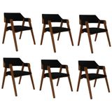 Kit 6 Cadeiras Sala De Jantar E Jogos Carteados Madeira Maciça Poker Veludo Preto-imbuia G42 - Gran Belo