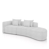 Sofá Curvo Decorativo Kimiko 287cm 2 Lugares Sala De Estar Com Chaise Bouclê Branco G52 - Gran Belo