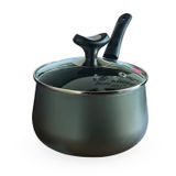 Panela Linha Diamante 16cm Grafite Antiaderente 2l Com Tampa De Vidro E Alça Dona Chefa