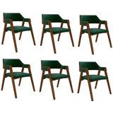 Kit 6 Cadeiras Sala De Jantar E Jogos Carteados Madeira Maciça Poker Veludo Verde-imbuia G42 - Gran Belo