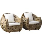 Conjunto De Poltronas Dubai Jardim, Sala E Área Trama Avelã