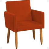 Poltrona Decorativa Para Sala Nina Suede Cores Pé Palito Castanho - Terracota, Suede