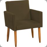 Poltrona Decorativa Para Sala Nina Suede Cores Pé Palito Castanho - Marrom, Suede
