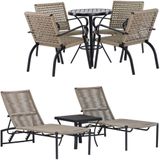 2 Espreguiçadeiras E Cadeiras E Mesa Piscina Jardim Trama Rami