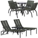 2 Espreguiçadeiras E Cadeiras E Mesa Piscina Jardim Trama Verde