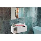 Conjunto De Banheiro Balcão Suspenso Bn3644 E Balcão C/ Rodízios Bn3643 80cm E Armário C/ Espelho Bn3645 80cm Branco - Tecno Mobili