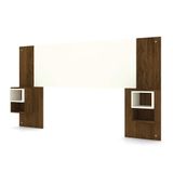 Cabeceira Painel Casal Regulável Com Mesas De Apoio Luxo Nature-champanhe - Pallazio