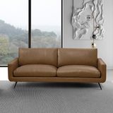 Sofá 2 Lugares Paloma 183cm Sala De Estar Couro Marrom Claro Manchado