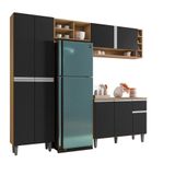 Cozinha Modulada Completa 230cm Com Balcão E Armário Aéreo Vanessa Amendoa-pt - Ajl Móveis