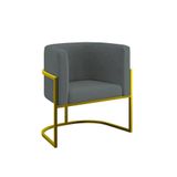 Poltrona Cadeira Decorativa Lua Base De Ferro Gold Cinza