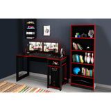 Mesa De Computador Quarto Gamer ( De Computador + Estante) 2 Peças Preto/vermelho - Tecno Mobili