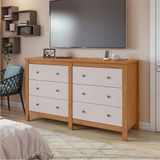 Cômoda Maggiore 6 Gavetas Com Estilo Retrô Lopas Amêndoa Clean Com Off White