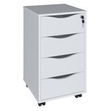 Gaveteiro Bit Para Escritório Com 4 Gavetas Branco