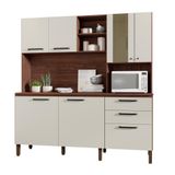 Armario De Cozinha Compacta 7 Portas 2 Gavetas Mega Nogueira Boff White