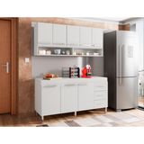 Cozinha Compacta Armário Aereo 5 Portas E Balcão Pia 1,5m - Branco