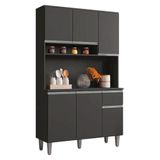 Kit Armario Cozinha 105cm Compacta 6 Portas Marcia Cinza Ajl