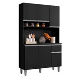 Kit Armario Cozinha 105cm Compacta 6 Portas Marcia Preto Ajl