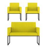 Kit Poltronas Namoradeira Lugares Para Recepção Amarelo