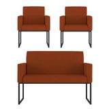 Kit Poltronas Namoradeira Lugares Para Recepção Terracota